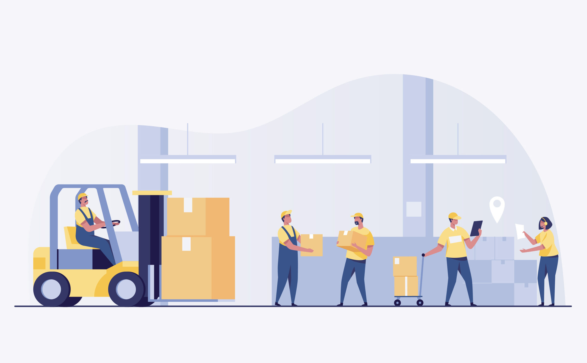 Warehouse Management System: Warehouse workers move boxes, check inventory and pick items for receiving, putaway, binning, picking, and counting.