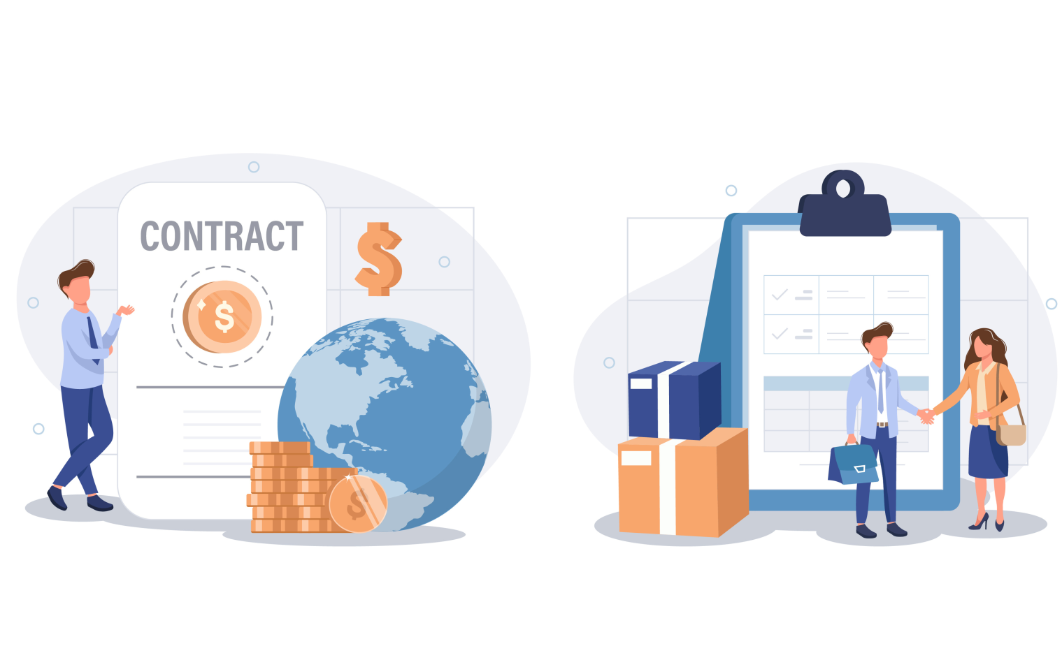 Sales contract with man and woman shaking hands on sales deal to increase profits, reporting and inventory benefits in Embrace ERP